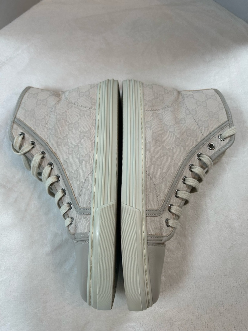 Gucci Men’s GG Canvas Leather High-Top Sneakers Embossed Sole Sz US 7.5 UK 7 - Picture 10 of 14